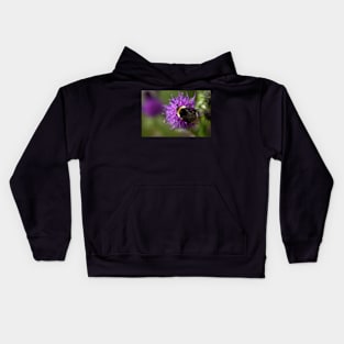 Bumble Bee on a thistle macro Kids Hoodie